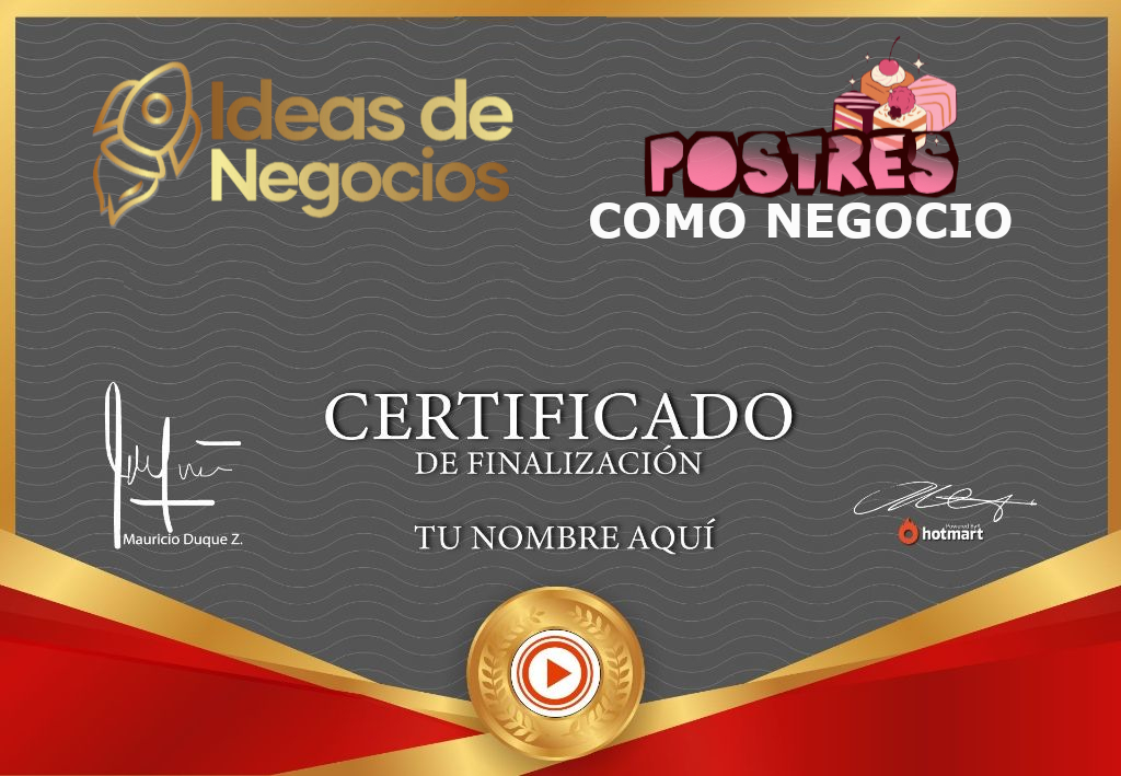 Certificado Postres como negocio